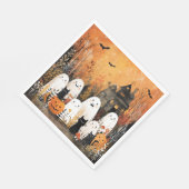 ハロウィーン幽霊、黒猫、こうもり。 スタンダードランチョンナプキン (角)