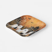 ハロウィーン幽霊、黒猫、こうもり。 ペーパープレート (傾斜あり)