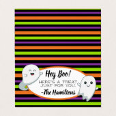 ハロウィーン幽霊「Hey Boo」トリートバッグトッパー 名刺 (外部フラット)