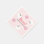 ハロウィーン幽霊GIrl & Pumpkinかわいいピンク スタンダードカクテルナプキン (角)