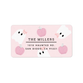 ハロウィーン幽霊GIrl & Pumpkinピンクアドレス ラベル