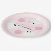 ハロウィーン幽霊GIrl & Pumpkin誕生日ピンク ペーパープレート (アングル)