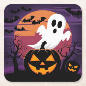 ハロウィーン広場紙コースター。 スクエアペーパーコースター (正面)