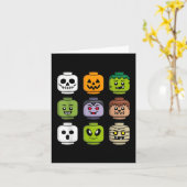 ハロウィーン建物ブリックヘッドパンプキン幽霊ゾンビ カード (黄色い花)