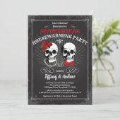 ハロウィーン引っ越し祝いパーティーパーティの招待状。黒い赤 招待状 (スタンド正面)