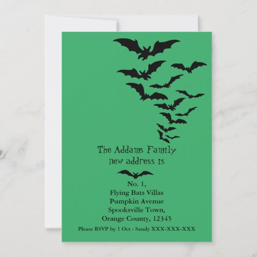ハロウィーン引っ越し祝いパーティーパーティーと新しいアドレス 案内状 (裏面)