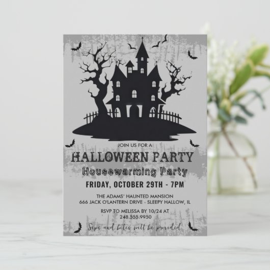 ハロウィーン引っ越し祝いパーティーパーティーグレイハローウィンパーティ 招待状 (スタンド正面)