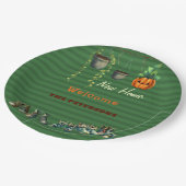 ハロウィーン引っ越し祝いパーティーパーティーグレムリンシューズグリーン ペーパープレート (アングル)