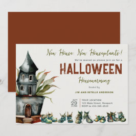 ハロウィーン引っ越し祝いパーティーパーティー植物靴テラコッタ 招待状