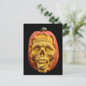 ハロウィーン彫刻ジャックオランタン怖い顔 ポストカード (スタンド正面)