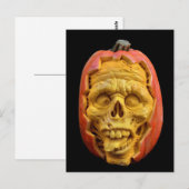 ハロウィーン彫刻ジャックオランタン怖い顔 ポストカード (正面/裏面)