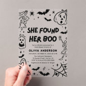 ハロウィーン彼女は彼女のブーブライダルシャワーを見つけた アクリル招待状 (インサイチュ (ポータブル))