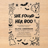 ハロウィーン彼女は彼女のブーブライダルシャワーを見つけた アクリル招待状 (正面)