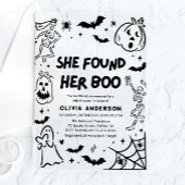 ハロウィーン彼女は彼女のブーブライダルシャワーを見つけた アクリル招待状