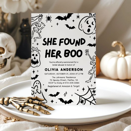 ハロウィーン彼女は彼女のブーブライダルシャワーを見つけた 招待状