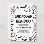 ハロウィーン彼女は彼女のブーブライダルシャワーを見つけた 招待状 (正面)