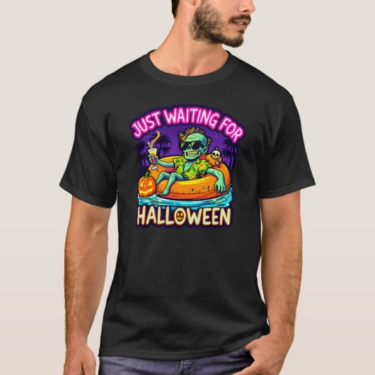 ハロウィーン待ちきれないゾンビの夏 Tシャツ (正面)