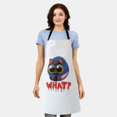 ハロウィーン怖いかわいい邪悪な黒猫とナイフ エプロン (着用した状態)