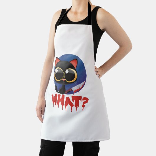 ハロウィーン怖いかわいい邪悪な黒猫とナイフ エプロン (インサイチュ)