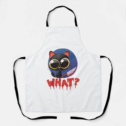 ハロウィーン怖いかわいい邪悪な黒猫とナイフ エプロン (正面)