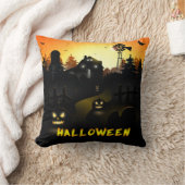 ハロウィーン怖いカボチャのシーン クッション (ブランケット)
