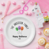 ハロウィーン怖いカボチャのバルーンパーソナライズされた名 ペーパープレート (パーティー)