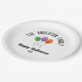 ハロウィーン怖いカボチャのバルーンパーソナライズされた名 ペーパープレート (アングル)