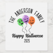 ハロウィーン怖いカボチャのバルーンパーソナライズされた名 ワインラベル (シングルラベル)