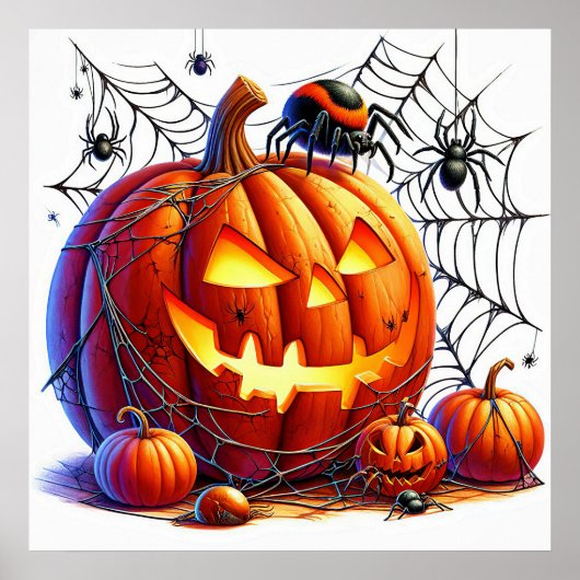 ハロウィーン怖いカボチャのポスター ポスター (正面)