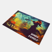 ハロウィーン怖いカボチャのモンステとこうもりのdoormat ドアマット (アングル)