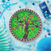 ハロウィーン怖いカボチャの木 ペーパープレート (パーティー)