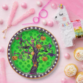 ハロウィーン怖いカボチャの木 ペーパープレート (パーティー)