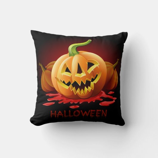ハロウィーン怖いカボチャカスタマイズ-  クッション (正面)