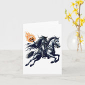 ハロウィーン怖いカボチャ頭なし馬乗り カード (黄色い花)
