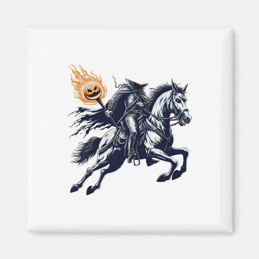 ハロウィーン怖いカボチャ頭なし馬乗り マグネット (正面)