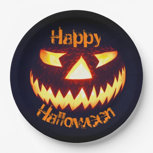 ハロウィーン怖いカボチャ ペーパープレート (正面)