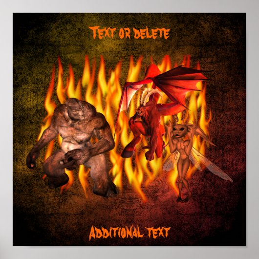 ハロウィーン怖いグレムリンモンスターズパーソナライズされた ポスター (正面)