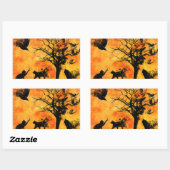 ハロウィーン怖いシーン10 Blk猫こうもりラヴェンス 長方形シール (シート)