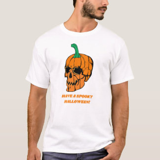 ハロウィーン怖いスカルカボチャ Tシャツ