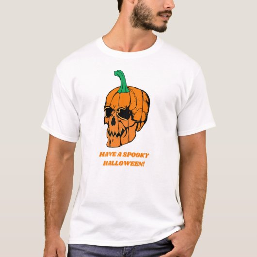 ハロウィーン怖いスカルカボチャ Tシャツ (正面)