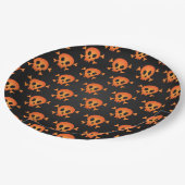 ハロウィーン怖いスカルパターン ペーパープレート (アングル)