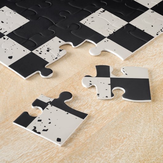 ハロウィーン怖いスケルトン白黒市松模様に ジグソーパズル (側面)