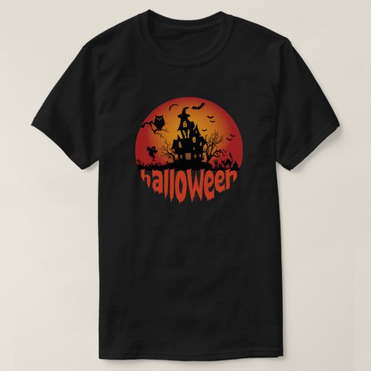 ハロウィーン怖いナイトウィッチハウス Tシャツ (デザイン正面)