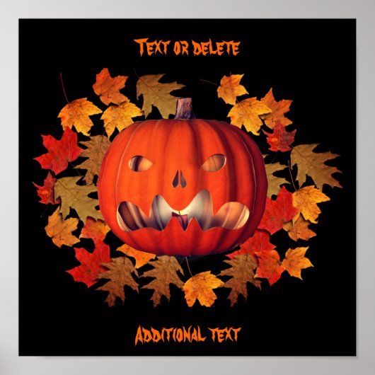 ハロウィーン怖いハロウィーンのカボチャのちょうちん パーソナライズされた ポスター (正面)