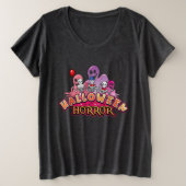 ハロウィーン怖いピエロホラー プラスサイズTシャツ (デザイン正面)
