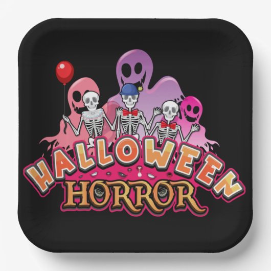 ハロウィーン怖いピエロホラー ペーパープレート (正面)