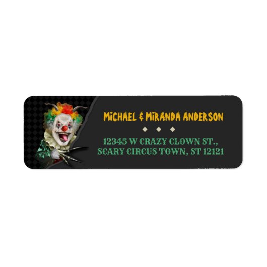 ハロウィーン怖いピエロ大人の不気味なサーカスパーティー ラベル (正面)