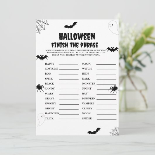 ハロウィーン怖いフレーズを終了パーティーゲームカード 案内状 (スタンド正面)