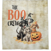 ハロウィーン怖いブー犬クルーオレンジのカボチャ シャワーカーテン (正面)