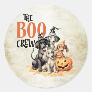 ハロウィーン怖いブー犬クルーオレンジのカボチャ ラウンドシール
